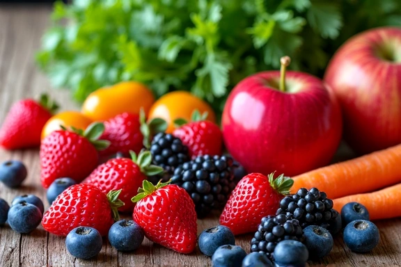 Frutas y verduras frescas, símbolo de una alimentación saludable